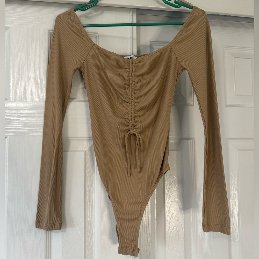 Princess Polly Ribbed Front Tie Long Sleeve Bodysuit